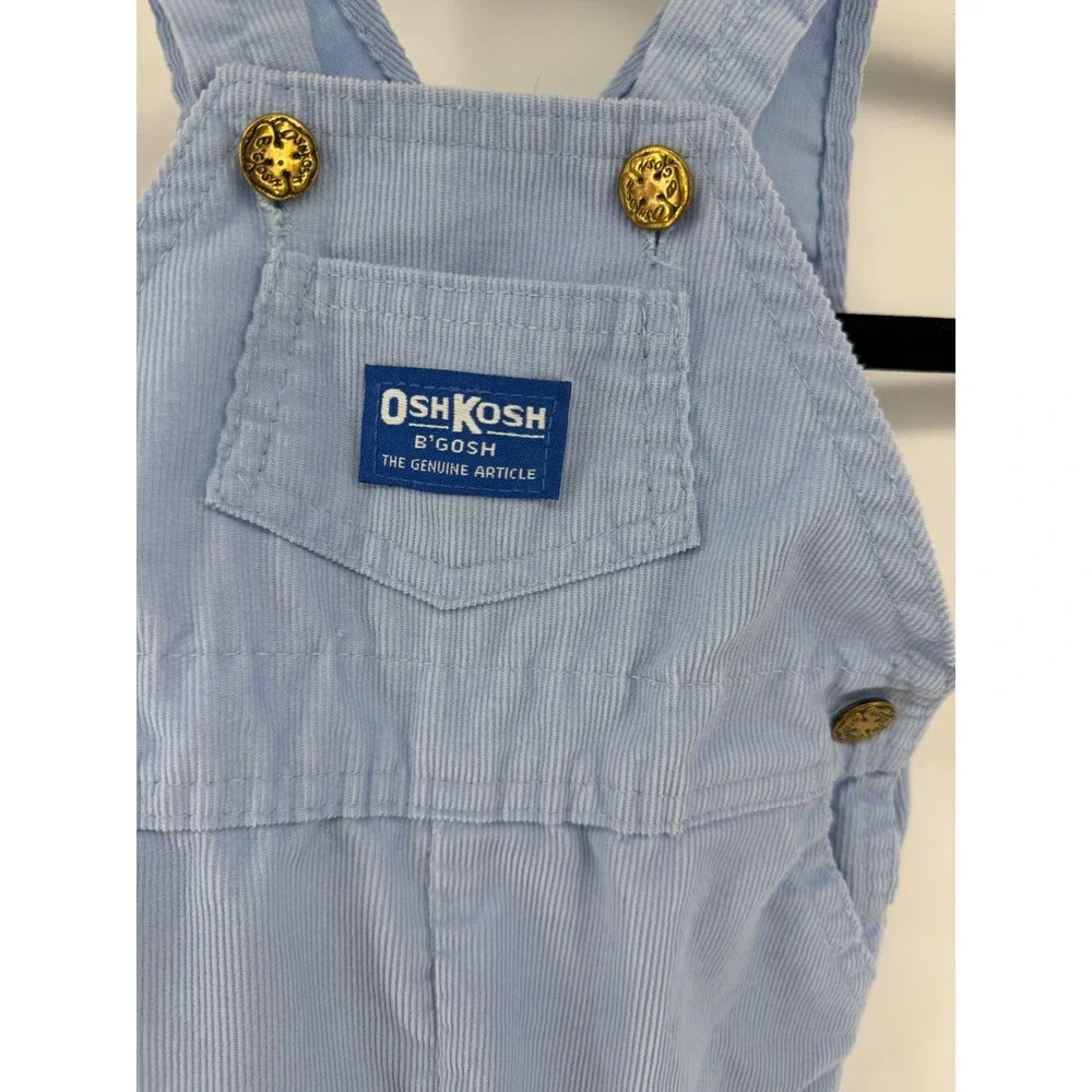 Vintage OshKosh Bgosh Baby Overalls 3/6 Months Blue Corduroy Footed Vestbak USA